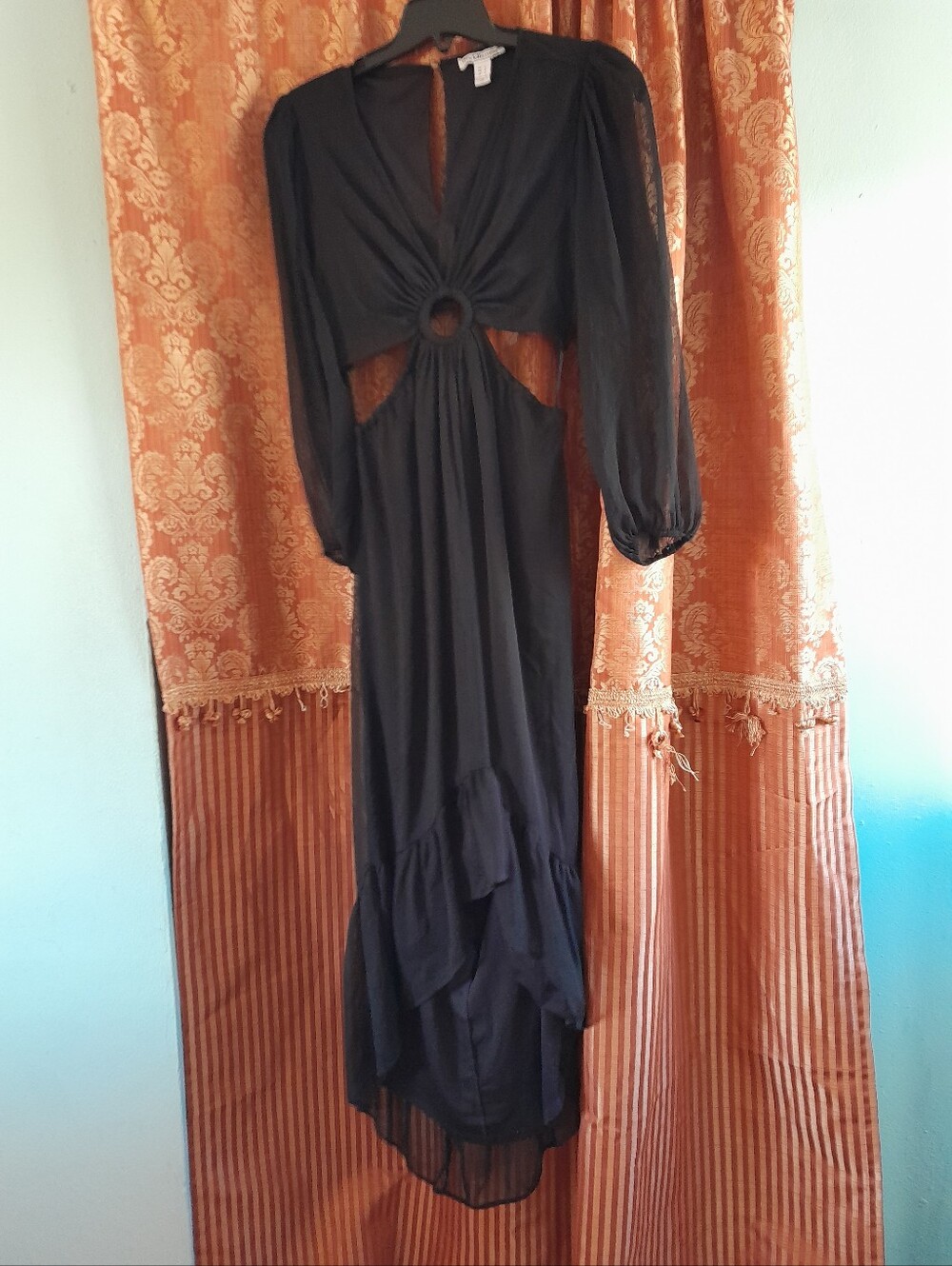 Charlotte Russe Black Cutout Maxi Dress with Ring Detail